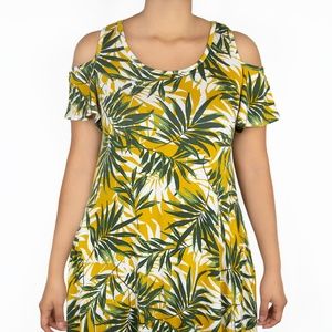 Cold Shoulder Dress w/ Shark Bite Hem